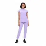 Conjunto de scrubs tipo jogger para mujer con top oversized y cuello mandarín. Conjunto de scrubs de confort supremo para mujer (ESTILO n.º 4403)